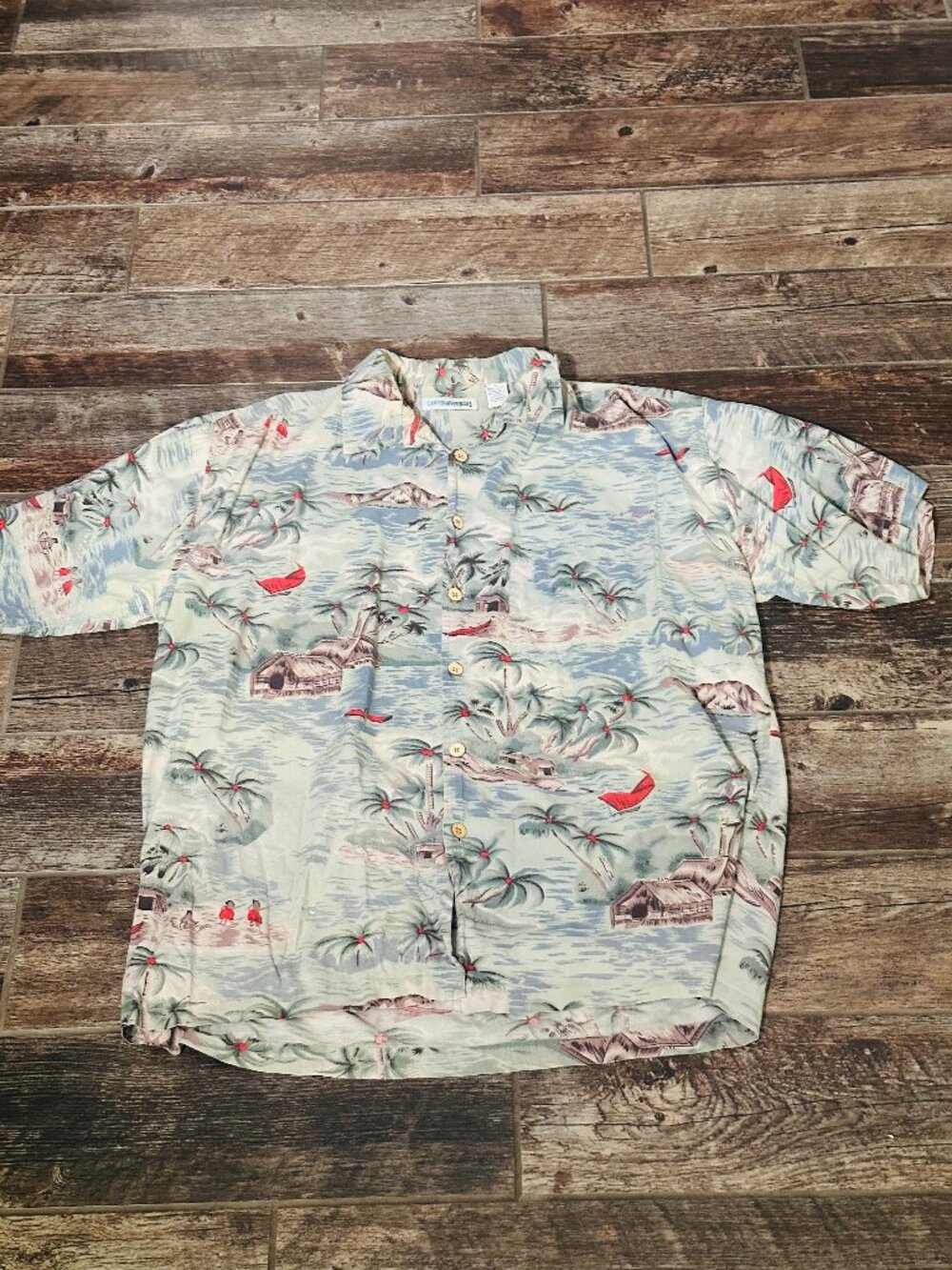 Men’s Canyon River Blues Short Sleeve Cotton Hawaiian Shirt - L Large